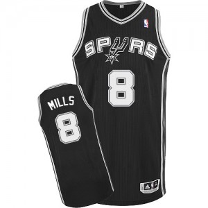 San Antonio Spurs Patty Mills #8 Road Authentic Maillot d'équipe de NBA - Noir pour Homme