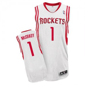 Maillot NBA Blanc Tracy McGrady #1 Houston Rockets Home Authentic Homme Adidas