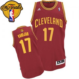 Maillot NBA Vin Rouge Anderson Varejao #17 Cleveland Cavaliers Road 2015 The Finals Patch Swingman Homme Adidas