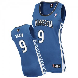 Minnesota Timberwolves #9 Adidas Road Slate Blue Authentic Maillot d'équipe de NBA magasin d'usine - Ricky Rubio pour Femme