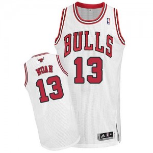 Maillot NBA Blanc Joakim Noah #13 Chicago Bulls Home Authentic Homme Adidas