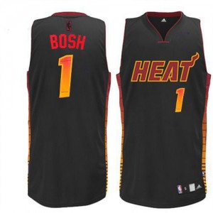 Miami Heat Chris Bosh #1 Vibe Authentic Maillot d'équipe de NBA - Noir pour Homme