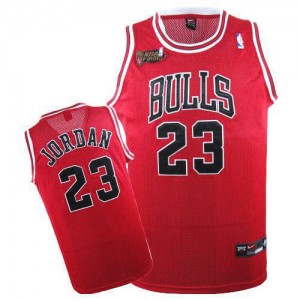 Chicago Bulls Nike Michael Jordan #23 Throwback Champions Patch Authentic Maillot d'équipe de NBA - Rouge pour Homme