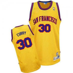 Golden State Warriors #30 Adidas Throwback San Francisco Or Authentic Maillot d'équipe de NBA Peu co?teux - Stephen Curry pour Homme
