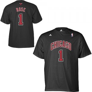 Chicago Bulls Derrick Rose #1 Game Time T-Shirts d'équipe de NBA - Noir pour Homme