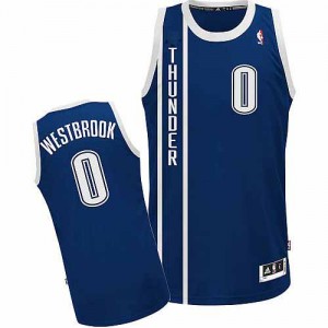 Maillot NBA Bleu marin Russell Westbrook #0 Oklahoma City Thunder Alternate Authentic Homme Adidas