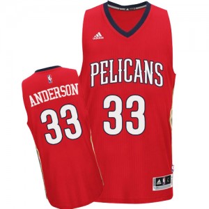 Maillot NBA New Orleans Pelicans #33 Ryan Anderson Rouge Adidas Authentic Alternate - Homme
