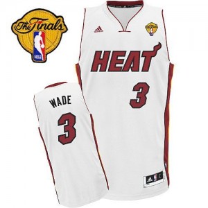 Maillot NBA Blanc Dwyane Wade #3 Miami Heat Home Finals Patch Swingman Homme Adidas