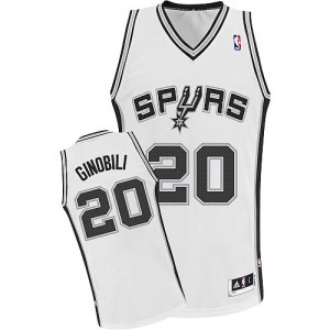 San Antonio Spurs Manu Ginobili #20 Home Authentic Maillot d'équipe de NBA - Blanc pour Enfants