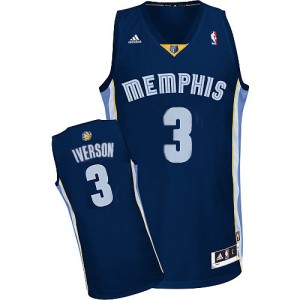 Maillot NBA Memphis Grizzlies #3 Allen Iverson Bleu marin Adidas Authentic Road - Homme