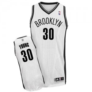 Maillot NBA Authentic Thaddeus Young #30 Brooklyn Nets Home Blanc - Enfants