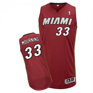 Miami Heat Alonzo Mourning #33 Alternate Authentic Maillot d'équipe de NBA - Rouge pour Homme