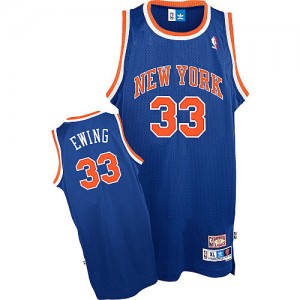 Maillot NBA Bleu royal Patrick Ewing #33 New York Knicks Throwback Authentic Homme Adidas