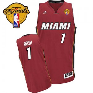 Maillot NBA Miami Heat #1 Chris Bosh Rouge Adidas Swingman Alternate Finals Patch - Homme