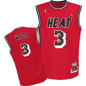 Maillot NBA Miami Heat #3 Dwyane Wade Rouge Adidas Authentic Hardwood Classics Nights - Homme