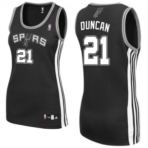 San Antonio Spurs Tim Duncan #21 Road Authentic Maillot d'équipe de NBA - Noir pour Femme
