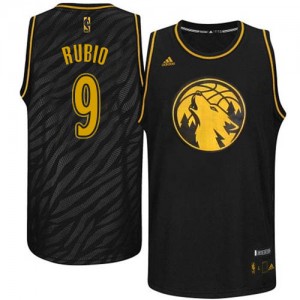Maillot NBA Noir Ricky Rubio #9 Minnesota Timberwolves Precious Metals Fashion Swingman Homme Adidas