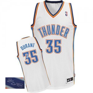 Maillot Authentic Oklahoma City Thunder NBA Home Autographed Blanc - #35 Kevin Durant - Homme
