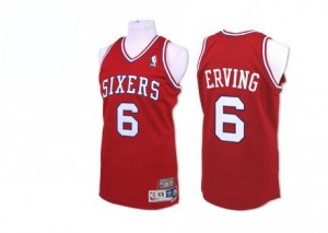 Philadelphia 76ers #6 Adidas Throwack Rouge Authentic Maillot d'équipe de NBA la vente - Julius Erving pour Homme