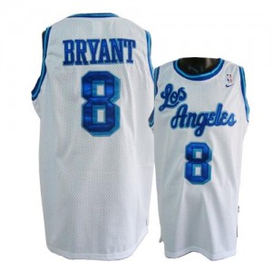 Maillot NBA Blanc Kobe Bryant #8 Los Angeles Lakers Throwback Authentic Homme Nike
