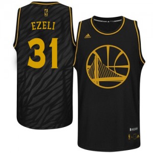 Golden State Warriors Festus Ezeli #31 Precious Metals Fashion Authentic Maillot d'équipe de NBA - Noir pour Homme