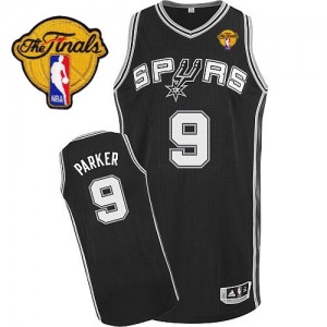San Antonio Spurs #9 Adidas Road Finals Patch Noir Authentic Maillot d'équipe de NBA Le meilleur cadeau - Tony Parker pour Homme