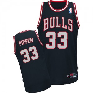 Maillot NBA Noir / Blanc Scottie Pippen #33 Chicago Bulls Authentic Homme Adidas
