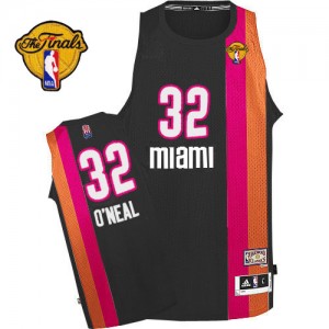 Maillot NBA Noir Shaquille O'Neal #32 Miami Heat ABA Hardwood Classic Finals Patch Authentic Homme Adidas