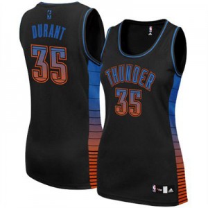 Maillot NBA Oklahoma City Thunder #35 Kevin Durant Noir Adidas Authentic Vibe - Femme