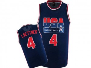 Team USA Nike Christian Laettner #4 2012 Olympic Retro Authentic Maillot d'équipe de NBA - Bleu marin pour Homme