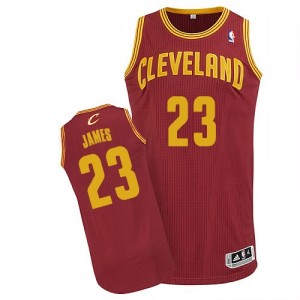 Maillot NBA Vin Rouge LeBron James #23 Cleveland Cavaliers Road Authentic Homme Adidas