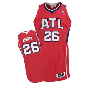Maillot NBA Atlanta Hawks #26 Kyle Korver Rouge Adidas Authentic Alternate - Homme