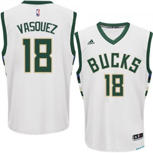 Maillot NBA Milwaukee Bucks #18 Greivis Vasquez Blanc Adidas Authentic Home - Homme