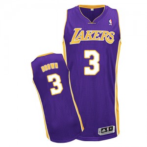 Maillot NBA Los Angeles Lakers #3 Anthony Brown Violet Adidas Authentic Road - Homme
