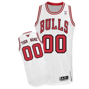 Maillot NBA Blanc Authentic Personnalisé Chicago Bulls Home Homme Adidas