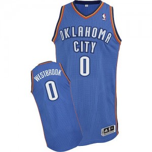 Oklahoma City Thunder #0 Adidas Road Bleu royal Authentic Maillot d'équipe de NBA Braderie - Russell Westbrook pour Enfants