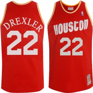 Maillot NBA Authentic Clyde Drexler #22 Houston Rockets Throwback Rouge - Homme