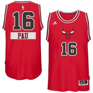 Maillot NBA Chicago Bulls #16 Pau Gasol Rouge Adidas Authentic 2014-15 Christmas Day - Homme