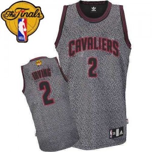 Maillot Adidas Gris Static Fashion 2015 The Finals Patch Authentic Cleveland Cavaliers - Kyrie Irving #2 - Homme