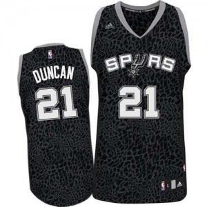 Maillot NBA San Antonio Spurs #21 Tim Duncan Noir Adidas Authentic Crazy Light - Homme