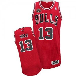 Chicago Bulls Joakim Noah #13 Road 20TH Anniversary Authentic Maillot d'équipe de NBA - Rouge pour Homme