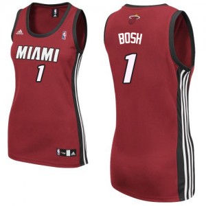 Maillot NBA Miami Heat #1 Chris Bosh Rouge Adidas Swingman Alternate - Femme