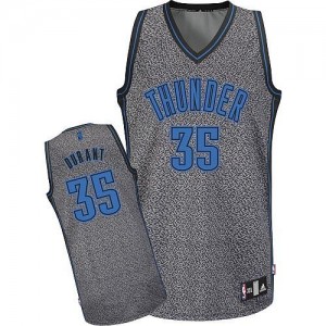 Maillot NBA Gris Kevin Durant #35 Oklahoma City Thunder Static Fashion Authentic Homme Adidas