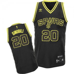 San Antonio Spurs #20 Adidas Electricity Fashion Noir Swingman Maillot d'équipe de NBA Remise - Manu Ginobili pour Homme