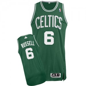 Maillot NBA Boston Celtics #6 Bill Russell Vert (No Blanc) Adidas Authentic Road - Homme