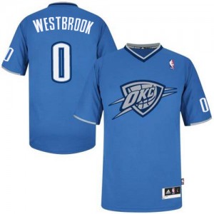 Maillot NBA Oklahoma City Thunder #0 Russell Westbrook Bleu Adidas Authentic 2013 Christmas Day - Homme