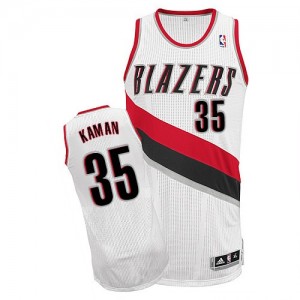 Maillot NBA Blanc Chris Kaman #35 Portland Trail Blazers Home Authentic Homme Adidas