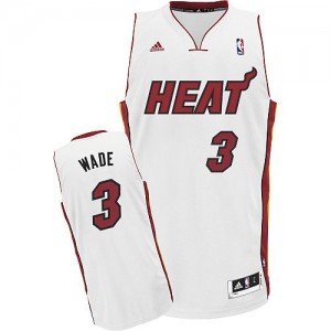 Miami Heat #3 Adidas Home Blanc Swingman Maillot d'équipe de NBA la meilleure qualité - Dwyane Wade pour Homme