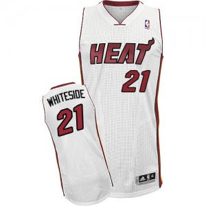 Miami Heat Hassan Whiteside #21 Home Authentic Maillot d'équipe de NBA - Blanc pour Enfants