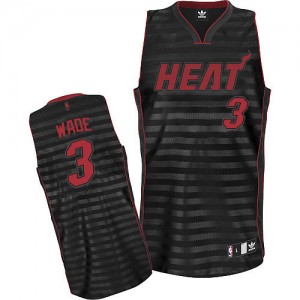 Miami Heat #3 Adidas Groove Gris noir Authentic Maillot d'équipe de NBA 100% authentique - Dwyane Wade pour Homme